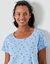 Kort nachthemd met bloemenprint (gletsjerblauw)