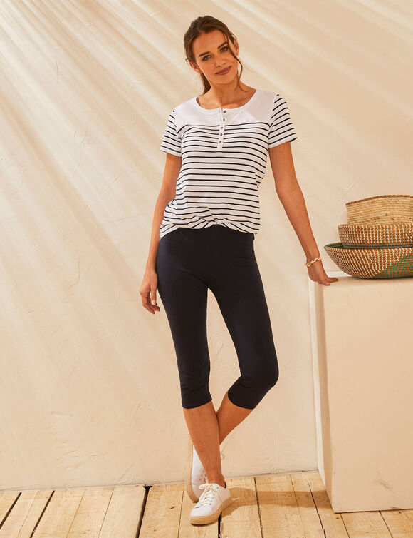 Effen 3/4-legging in stretchtricot (marine)