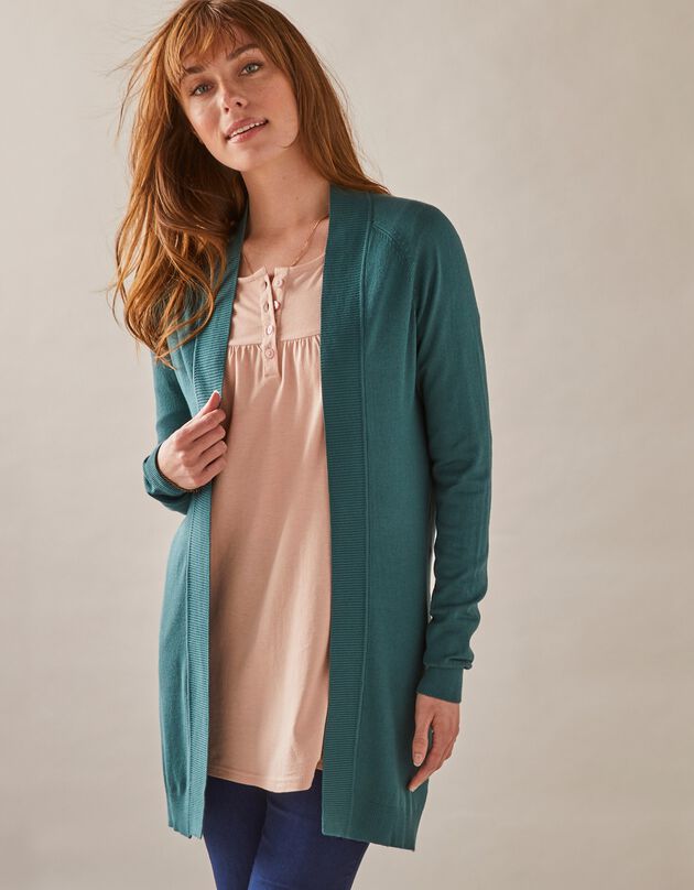 Gilet long porter ouvert (vert grisé)