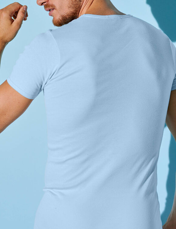 T-shirt sous-v&ecirc;tement homme col V - lot de 2 (ciel)