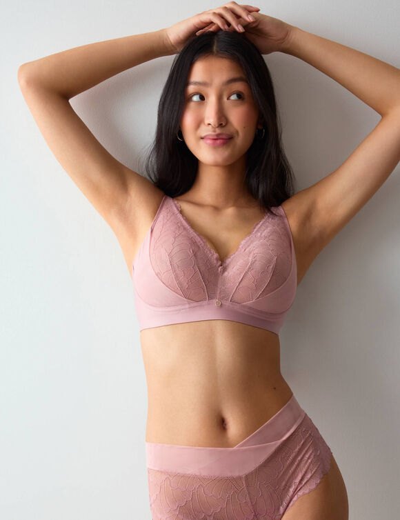Soutien-gorge dentelle et microfibre Love in Lace - sans armatures (rose)