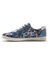 Leren sneakers met bovenwerk in 2 materialen - grote breedte (blauw)