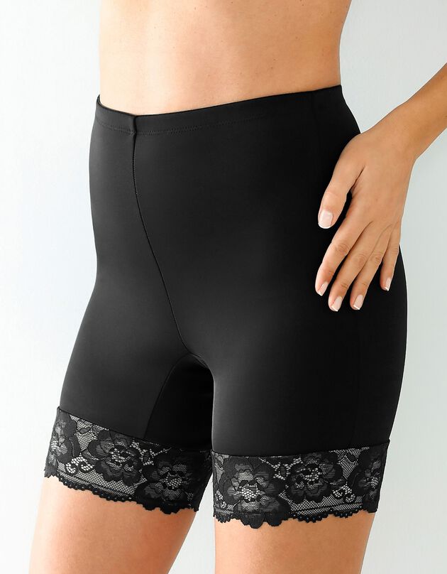 Pantybroekje in microvezel en kant - modellerend (zwart)