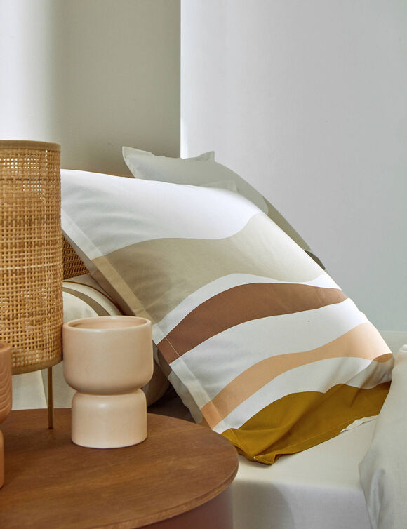 Linge de lit Ondée imprimé vague - en coton (sable)