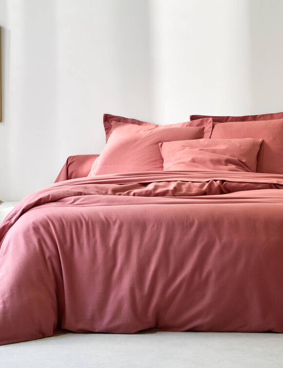 Linge de lit uni flanelle (bois de rose)