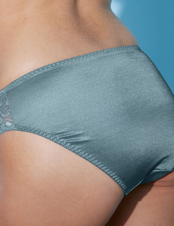 Culotte maille satin&eacute;e et dentelle Avila - lot de 2 (ardoise + lagon)