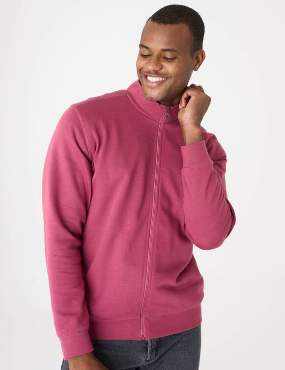 Sweat enti&egrave;rement zipp&eacute; uni (rose fonc&eacute;)