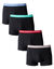 Effen boxerboxershorts met gestreepte tailleband - set van 4 (zwart)