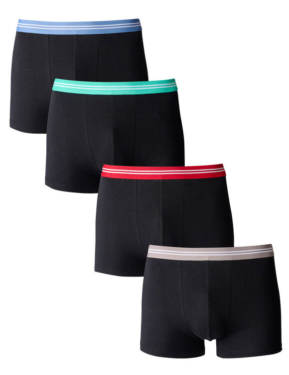 Boxer uni ceinture ray&eacute;e - lot de 4 (noir)