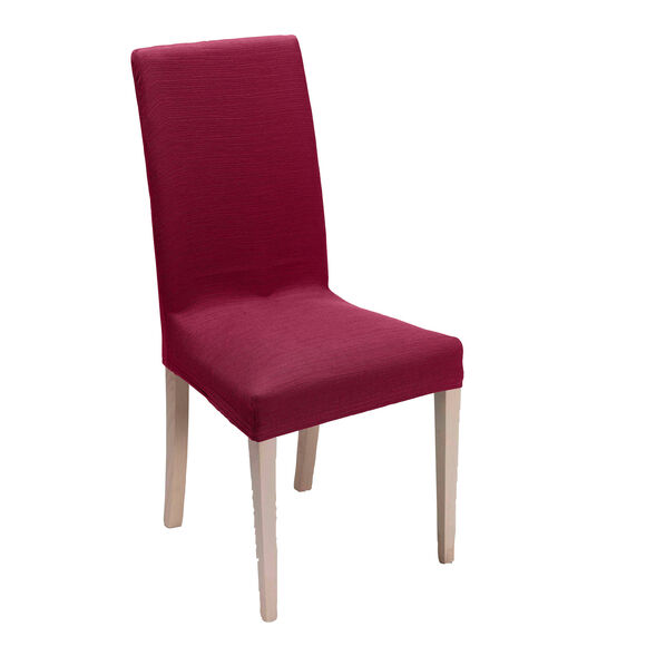 Housse chaise unie extensible - housse int&eacute;grale ou assise seule (bordeaux)