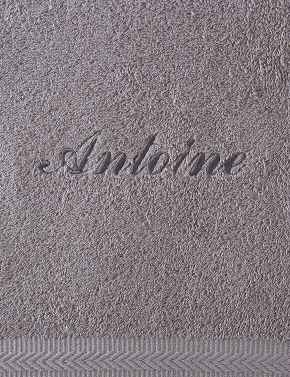 Effen handdoek, zacht comfort, personaliseerbaar (grijs)
