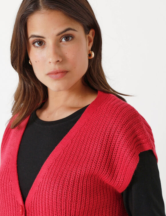 Gilet sans manches boutonné (framboise)
