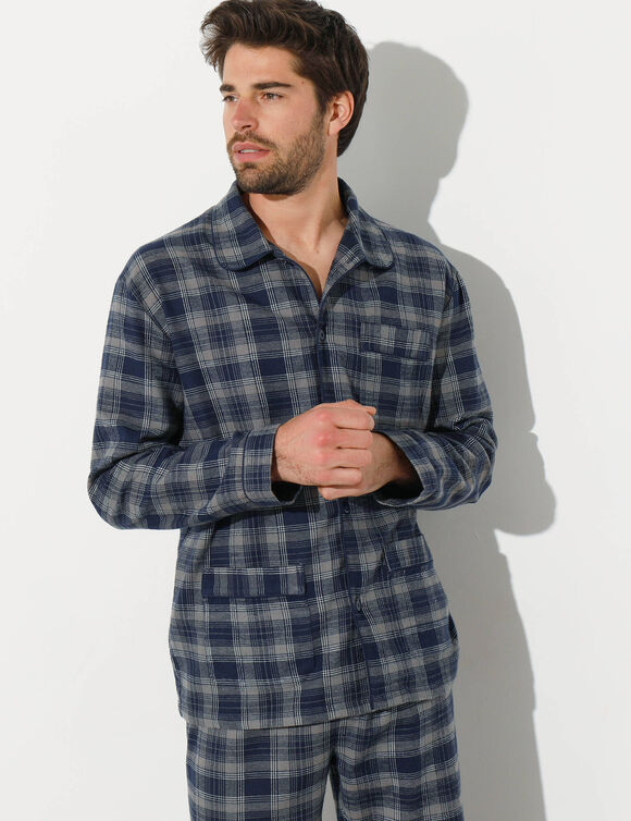Pyjama carreaux en pilou (gris)