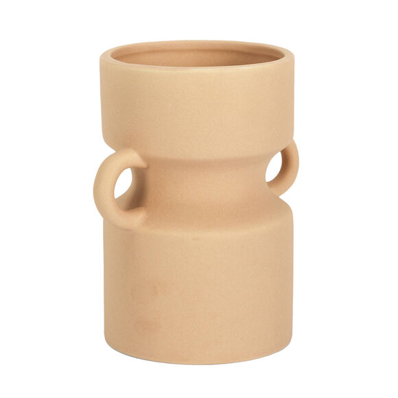 Vase en céramique 2 anses, hauteur 15,5 cm (terre)