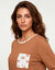 Pyjama pantalon imprim&eacute; flocons, jersey pur coton (&eacute;cru / caramel)