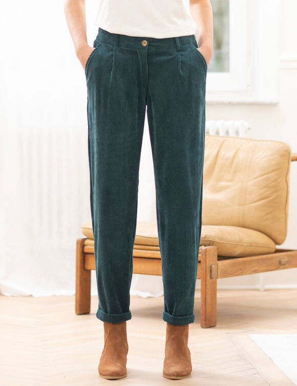 Pantalon 7/8ème, velours (bleu pétrole)