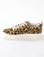 Sneakers in canvas, met sleehak, rits en veters, luipaardprint (beige / zwart)