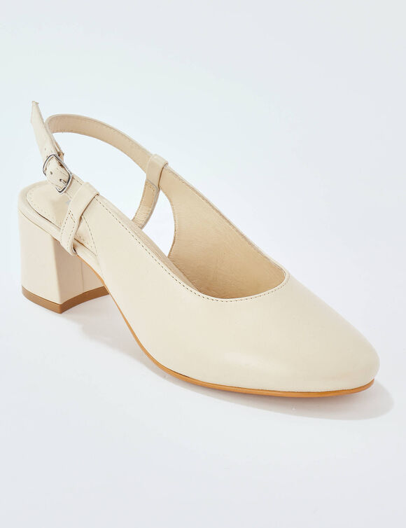 Slingback pumps in leer, LWG-gecertificeerd (crème)