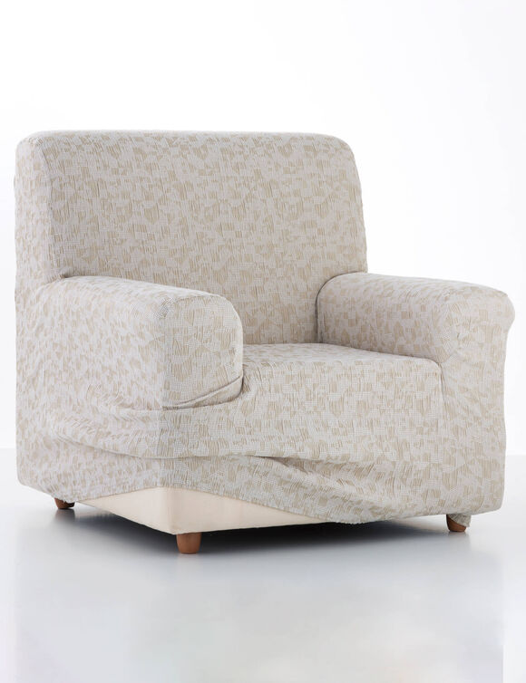 Housse de canap&eacute; extensible, motif tachet&eacute; graphique (beige)