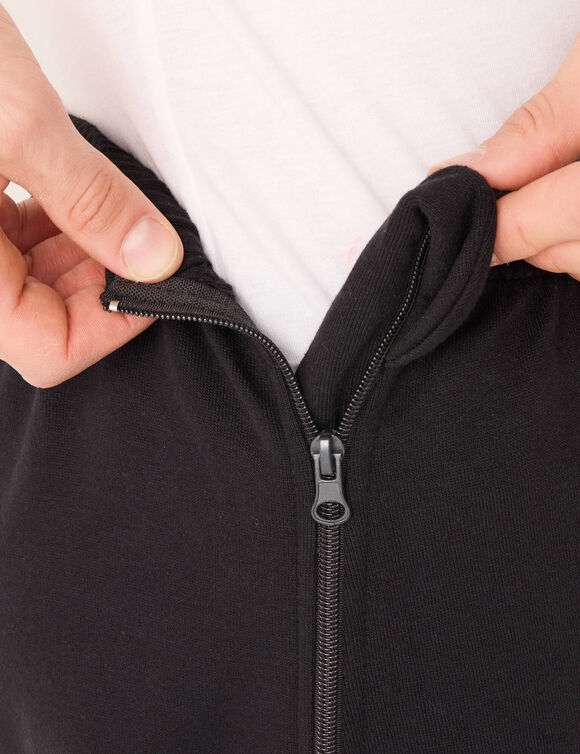 Pantalon de jogging facile &agrave; enfiler zipp&eacute; c&ocirc;t&eacute;s (noir)