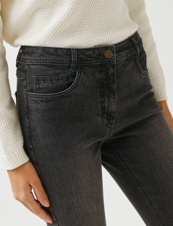 Jean slim 7/8&egrave;me, taille haute, grande stature  (black used)