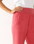 Rechte 7/8-broek met elastische taille, linnen/katoen (framboos)