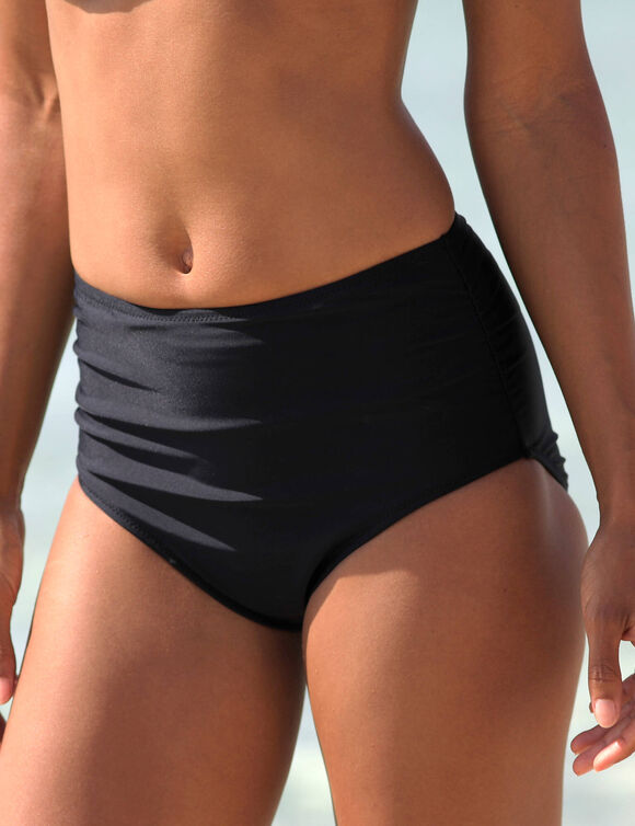 Effen, modellerende bikinislip met hoge taille Solaro (zwart)