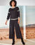 Pull loose bicolore, col rond (noir / &eacute;cru)