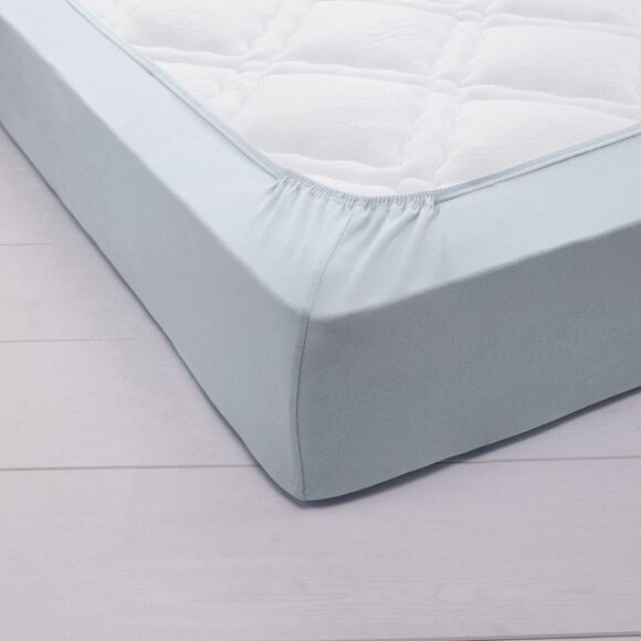 Drap-housse irrétrécissable uni coton (gris perle)