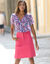 Effen rechte rok, in twill (fuchsiaroze)