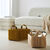 Paniers de rangement en velours pliss&eacute; - lot de 2 (beige/ocre)