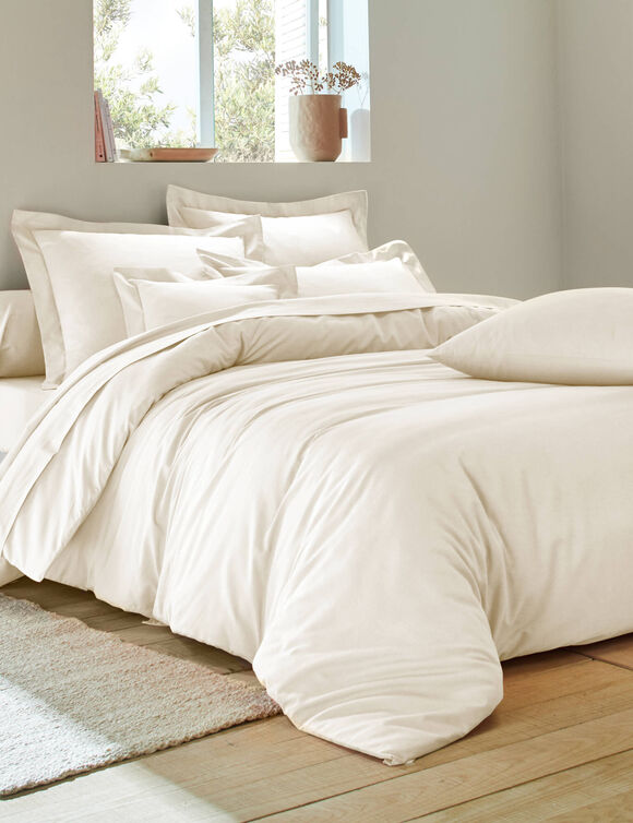 Effen bedlinnen in katoen (ecru)