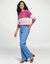 Pull col rond ray&eacute;, toucher doux (rose / &eacute;cru)