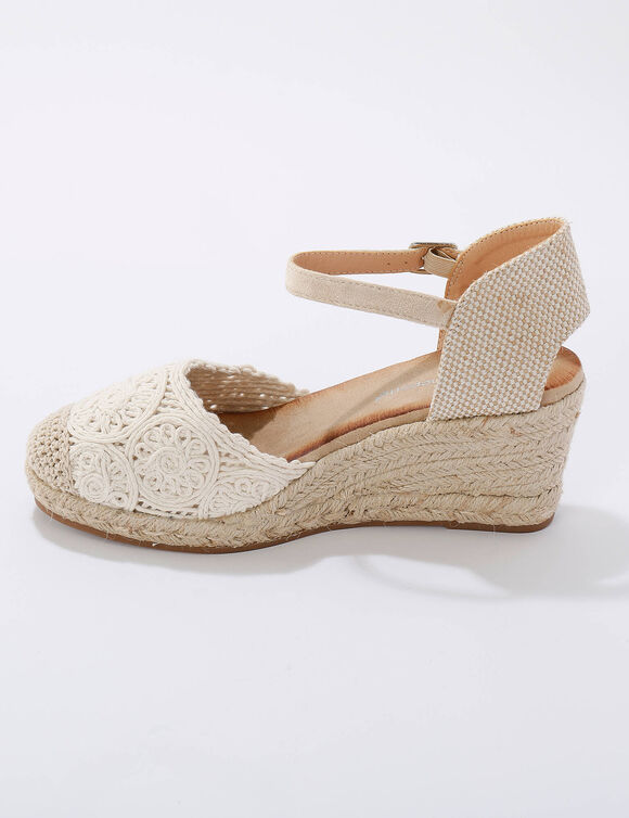 Sandales compensées macramé (écru)