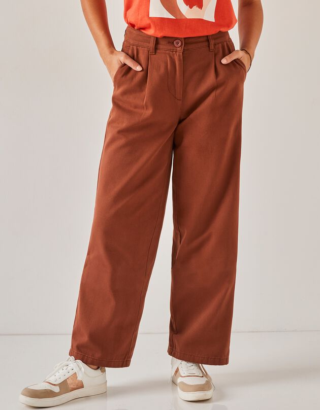 Pantalon droit large, spéciale petites (caramel)