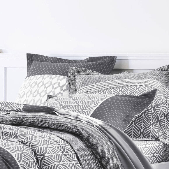 Linge de lit Tommy imprimé géométrique - coton (gris)