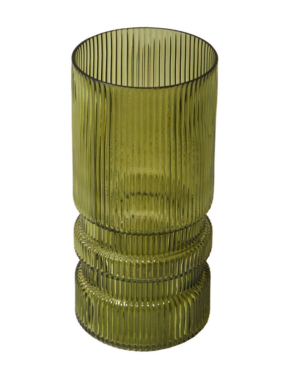 Vase stri&eacute; en verre (vert)