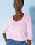 T-shirt manches 3/4 uni, coton (rose pâle)