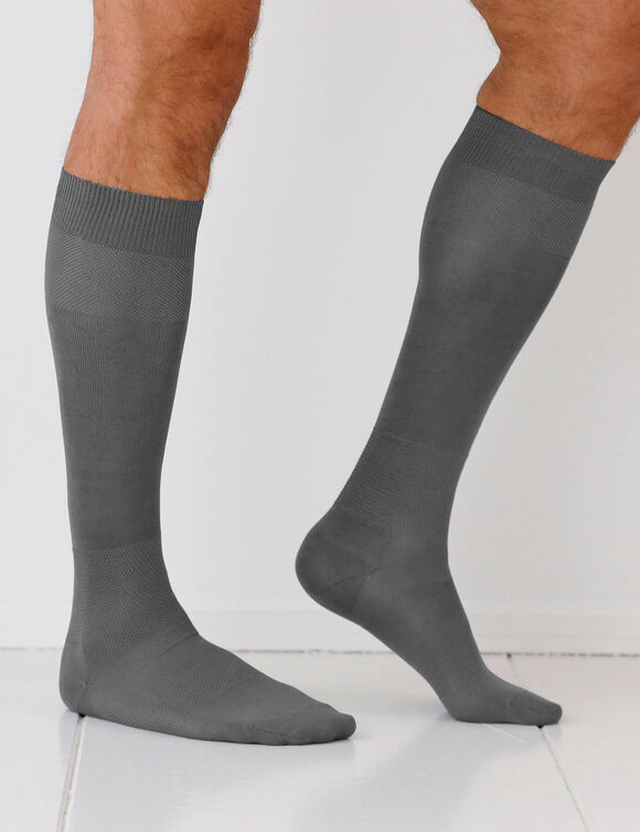 Sokken in fil d'Ecosse met masserend effect - set van 2 paar (grijs)