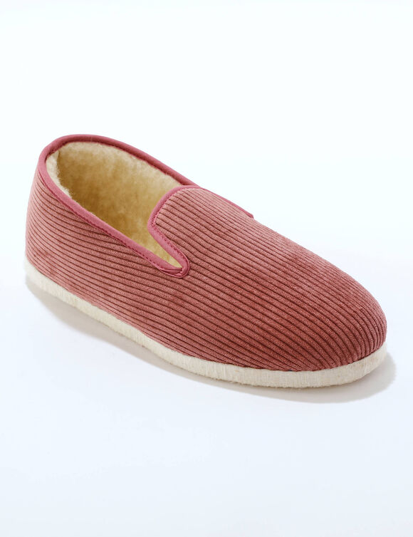 Charentaises velours fourrées laine (roze)