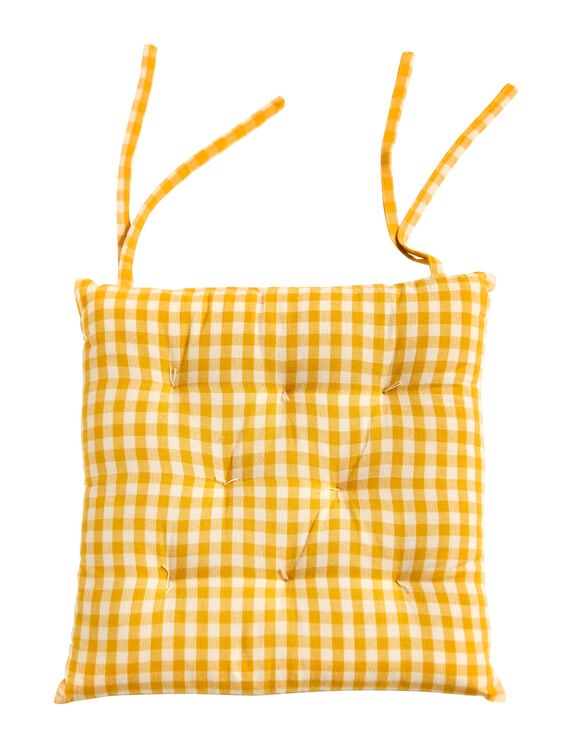 Galette de chaise carrée petits carreaux - lot de 2 (jaune)