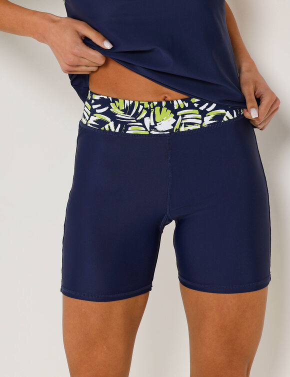 Short long de bain ceinture imprim&eacute;e Upala (marine / vert)