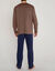 Pyjama pantalon jersey coton manches longues (taupe / marine)