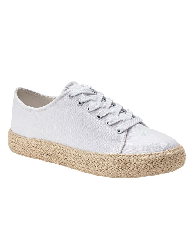 Sneakers met sleehak en koordzool (wit)
