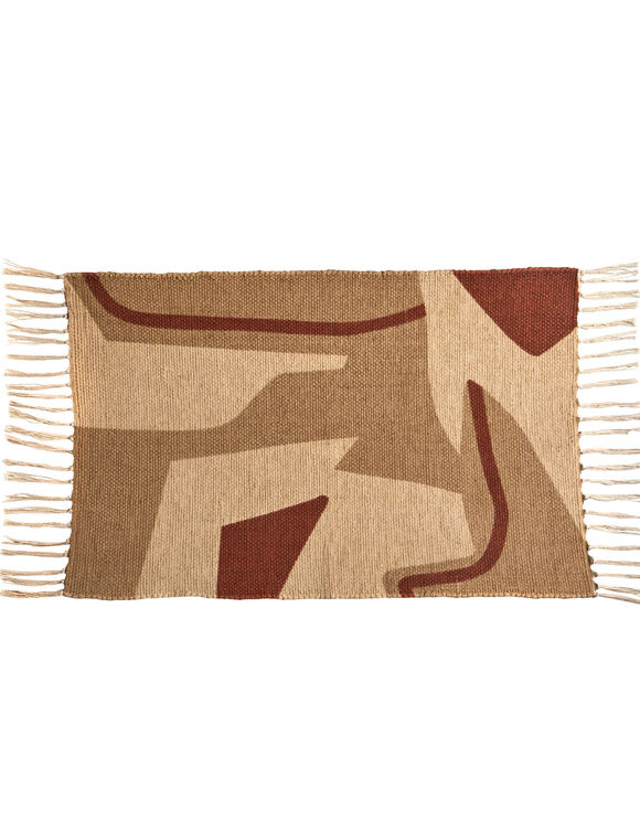 Tapis rectangulaire impression graphique (naturel / terracotta)