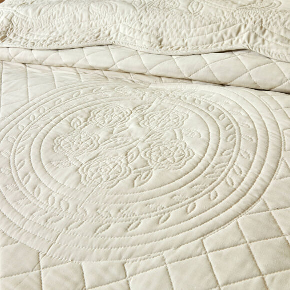 Couvre-lit uni style boutis Cassandre  (écru)