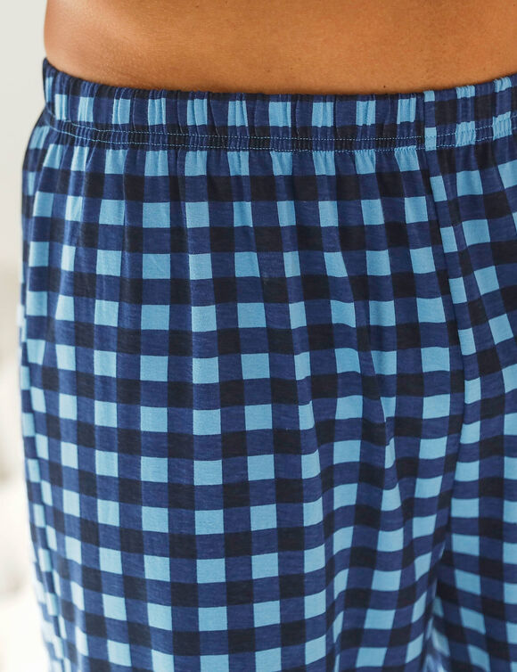 Pantalon pyjama coton carreaux (bleu / marine)