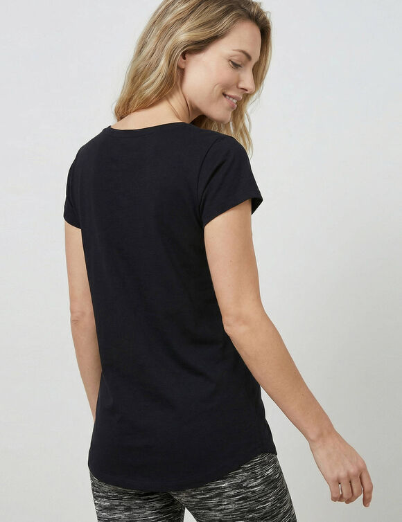 T-shirt col rond, manches courtes (noir)