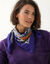 Foulard en voile de coton, imprim&eacute; floral boh&egrave;me (indigo / caramel)