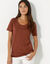 T-shirt met ronde hals en korte mouwen (chocolade)